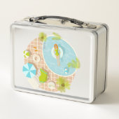 Schwimmbad Party Mädchen in Bikini Sommerstrand Metall Brotdose (Rückseite)