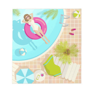 Schwimmbad Party Mädchen in Bikini Sommerstrand Notizblock