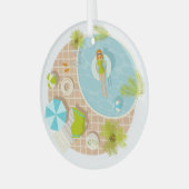 Schwimmbad Party Mädchen in Bikini Sommerstrand Ornament Aus Glas (Vorderseite links)