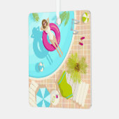 Schwimmbad Party Mädchen in Bikini Sommerstrand Ornament Aus Metall (Vorderseite links)