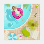 Schwimmbad Party Mädchen in Bikini Sommerstrand Ornament Aus Metall (Rückseite)