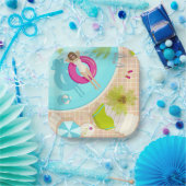 Schwimmbad Party Mädchen in Bikini Sommerstrand Pappteller (Party)