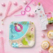 Schwimmbad Party Mädchen in Bikini Sommerstrand Pappteller (Party)