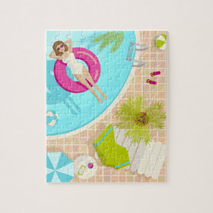 Schwimmbad Party Mädchen in Bikini Sommerstrand Puzzle