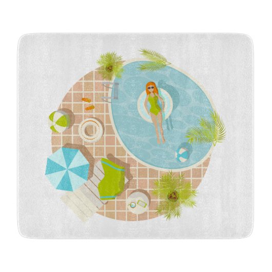 Schwimmbad Party Mädchen in Bikini Sommerstrand Schneidebrett (Vorderseite)