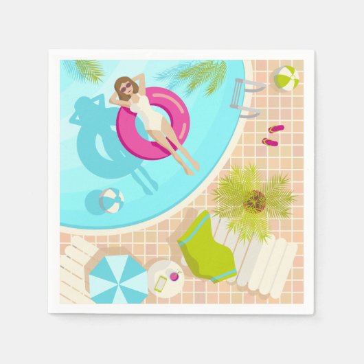 Schwimmbad Party Mädchen in Bikini Sommerstrand Serviette (Vorderseite)