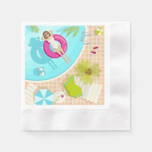 Schwimmbad Party Mädchen in Bikini Sommerstrand Serviette (Vorderseite)