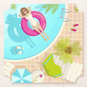 Schwimmbad Party Mädchen in Bikini Sommerstrand Untersetzer