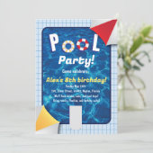 Schwimmbad Party mit Schwimmbad einladen Einladung (Stehend Vorderseite)