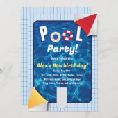 Schwimmbad Party mit Schwimmbad einladen Einladung (Vorne/Hinten)