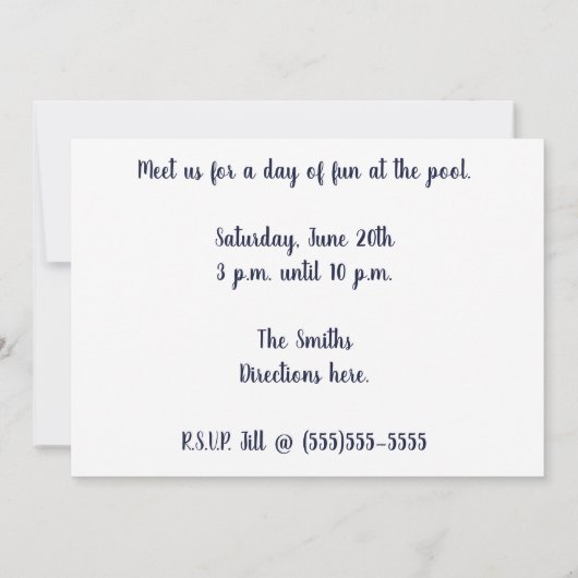 Schwimmbad Party Mitte Jahrhundert Badeanzug Einladung (Rückseite)