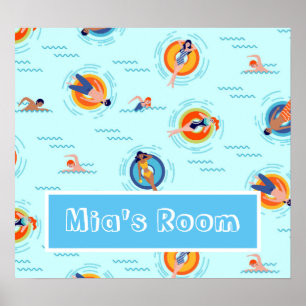 Schwimmbad Party Name Geschenk Poster