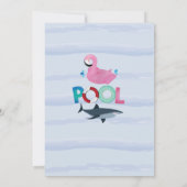 Schwimmbad Party Shark Flamingo Joint Junge Mädche Einladung (Rückseite)