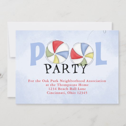 Schwimmbad Party Sommerfarben Custom Einladung (Vorderseite)