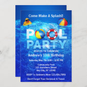 Schwimmbad Party Sommerschwimmbad Geburtstag Einladung (Vorne/Hinten)
