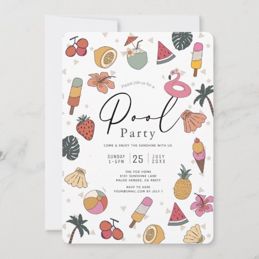 Schwimmbad Party Sommerschwimmeradulte Einladung (Vorderseite)