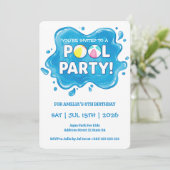 Schwimmbad Party Splash Geburtstag Einladung (Stehend Vorderseite)