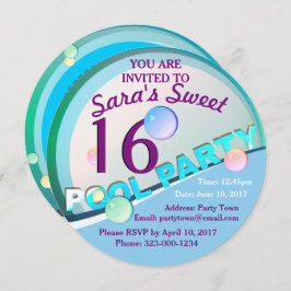 Schwimmbad Party Sweet 16 Einladung zum Geburtstag