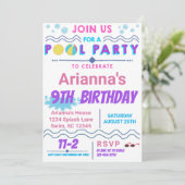 Schwimmbad Party Swim Geburtstag Einladung (Stehend Vorderseite)
