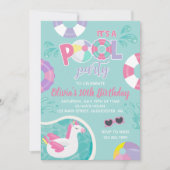 Schwimmbad Party Unicorn Schwimmbad pink Sommer Ge Einladung (Vorderseite)