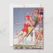 Schwimmbad Party Vintag Schwimmbad Sommer Einladung (Vorderseite)