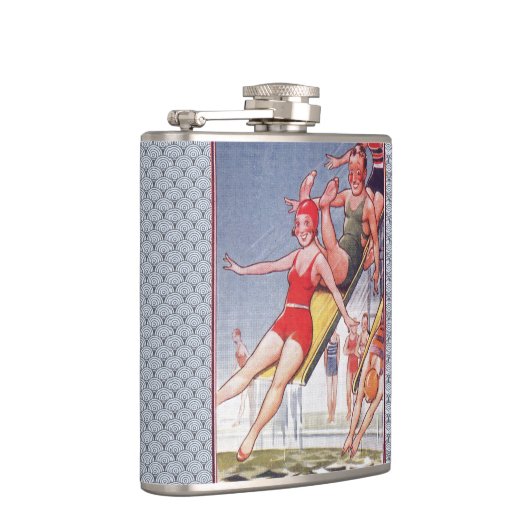 Schwimmbad Party Vintag Schwimmbad Sommer Flachmann (Rechts)