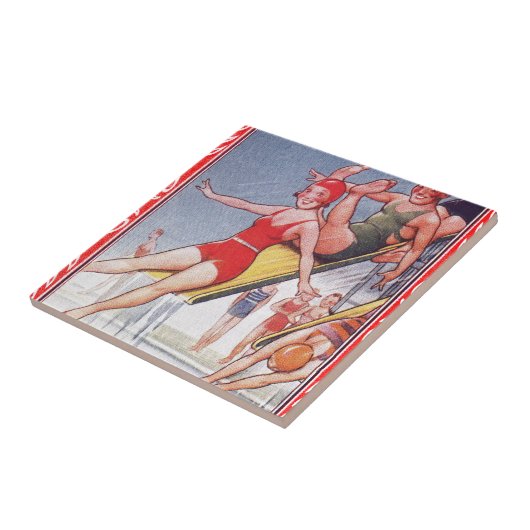 Schwimmbad Party Vintag Schwimmbad Sommer Fliese (Seite)