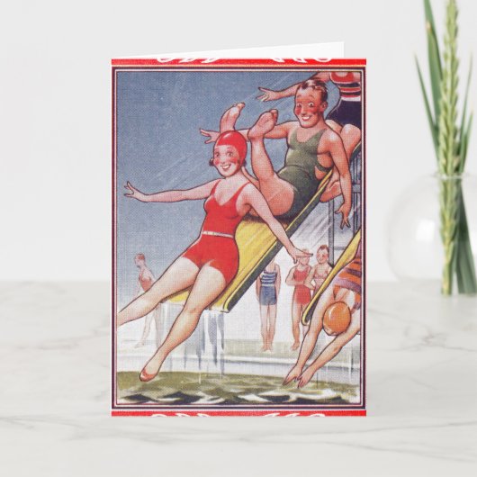 Schwimmbad Party Vintag Schwimmbad Sommer Karte (Vorderseite)