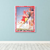 Schwimmbad Party Vintag Schwimmbad Sommer Leinwanddruck (Insitu (Holzboden))