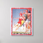 Schwimmbad Party Vintag Schwimmbad Sommer Leinwanddruck (Vorderseite)