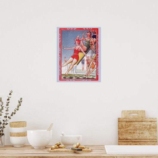 Schwimmbad Party Vintag Schwimmbad Sommer Poster (Küche)