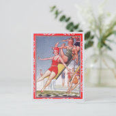 Schwimmbad Party Vintag Schwimmbad Sommer Postkarte (Stehend Vorderseite)