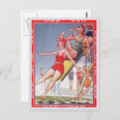 Schwimmbad Party Vintag Schwimmbad Sommer Postkarte (Vorne/Hinten)