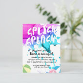 Schwimmbad Partys Aquarell Splish Splash Geburtsta Einladung (Stehend Vorderseite)