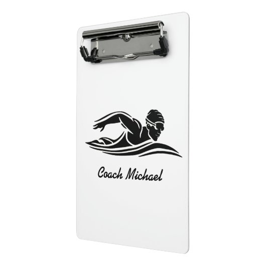 Schwimmbad Personalisiert Name Schwarz Mini Klemmbrett (Gewinkelt2)