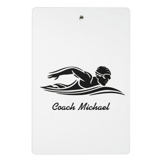 Schwimmbad Personalisiert Name Schwarz Mini Klemmbrett (Rückseite)