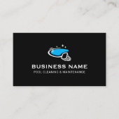 Schwimmbad Reinigung & Reparatur Service Schwarz Visitenkarte (Vorderseite)