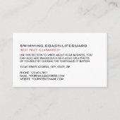 Schwimmbad, Schwimmbad und Rettungsschwimmer Visitenkarte (Rückseite)