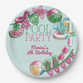 Schwimmbad Sommer Party Geburtstag Pappteller (Vorderseite)