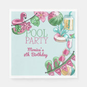Schwimmbad Sommer Party Geburtstag Serviette (Vorderseite)