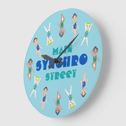Schwimmbad Synchro Schwimmermädchen Große Wanduhr (Winkel)