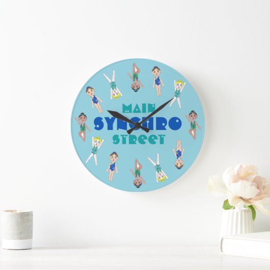 Schwimmbad Synchro Schwimmermädchen Große Wanduhr (Zuhause)