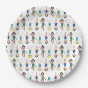 Schwimmbad Synchro Schwimmermädchen Pappteller
