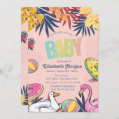 Schwimmbad Toys Blätter Hibiskus Kinderdusche Einladung (Vorne/Hinten)