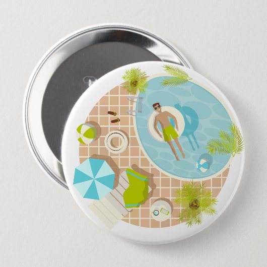 Schwimmbad Typ auf tropischen Sommerurlaub am Stra Button (Vorne & Hinten)