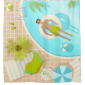 Schwimmbad Typ auf tropischen Sommerurlaub am Stra Duschvorhang (Vorderseite)