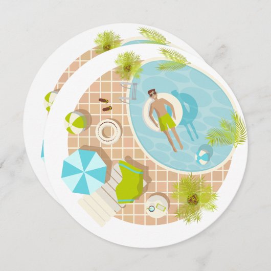 Schwimmbad Typ auf tropischen Sommerurlaub am Stra Einladung (Vorne/Hinten)