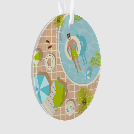 Schwimmbad Typ auf tropischen Sommerurlaub am Stra Ornament (Vorderseite)