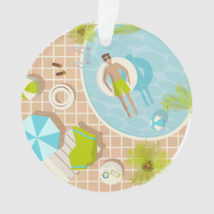 Schwimmbad Typ auf tropischen Sommerurlaub am Stra Ornament