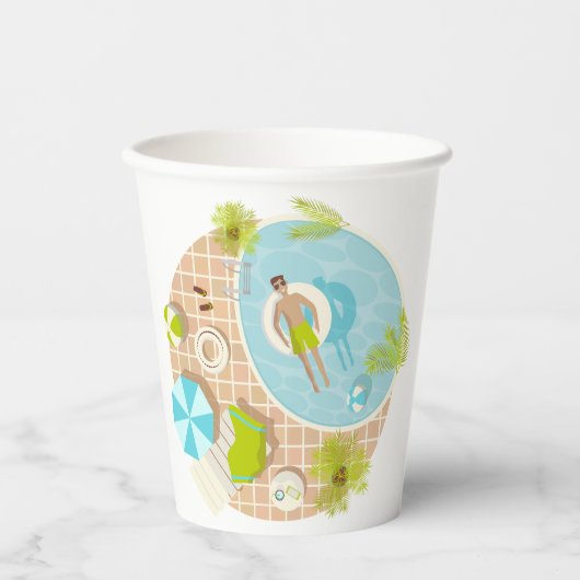Schwimmbad Typ auf tropischen Sommerurlaub am Stra Pappbecher (Vorderseite)
